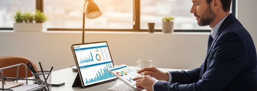 Business owner analyzing financial reports and cash flow metrics to optimize cash conversion cycle