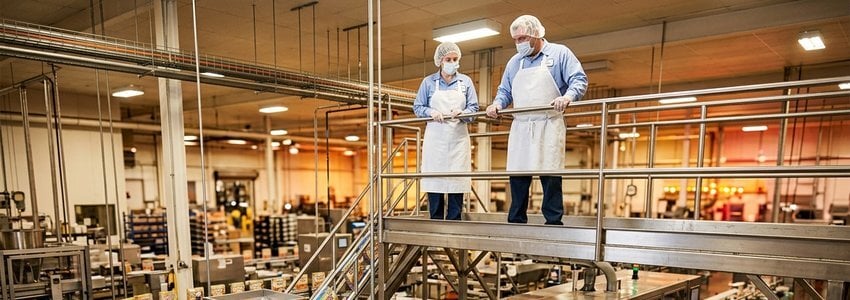 Cereal manufacturing production line workers