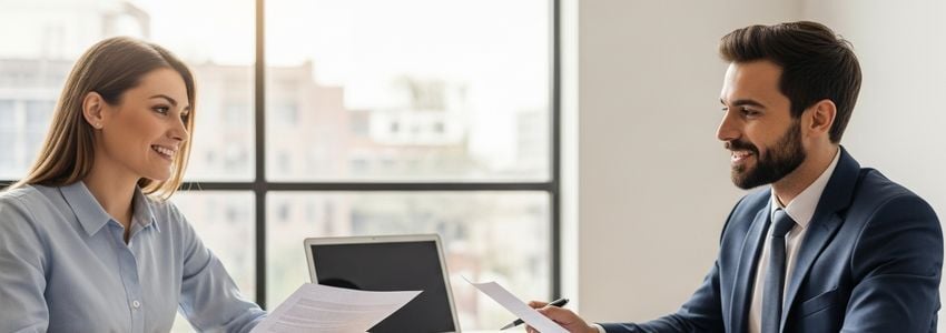 Small business owner meeting with a financial advisor in Charlotte, North Carolina to discuss business loan options