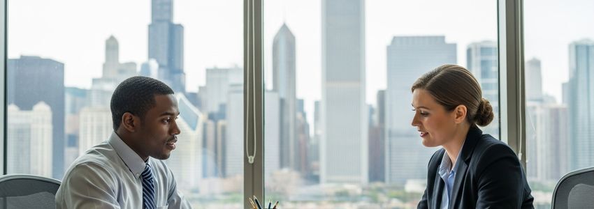 Chicago small business owner reviewing financing options with advisor