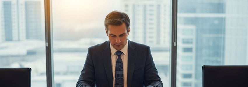 Business owner reviewing Church's Chicken franchise loan documents at a professional office desk
