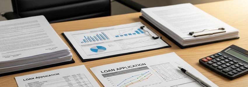 Business owner reviewing franchise loan documents