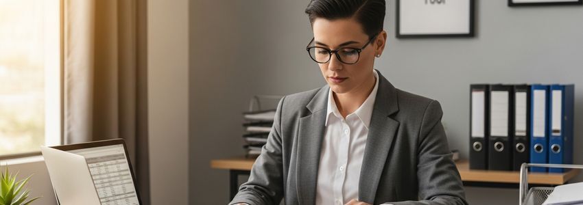 Business owner organizing financial documents in preparation for a business exit sale