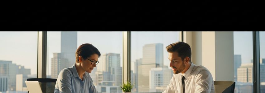Colorado small business owner reviewing financing options with a lender advisor in a Denver office