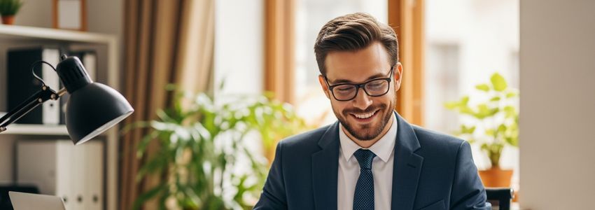 Coding bootcamp business owner reviewing loan documents at office desk