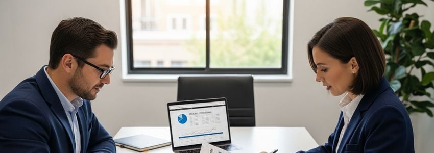 Real estate franchise owner reviewing financing options with a financial advisor