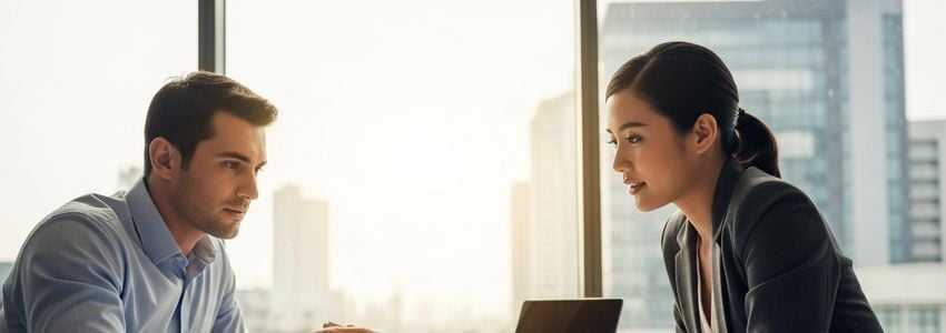 Collectibles store owner reviewing business loan options at desk with financial documents