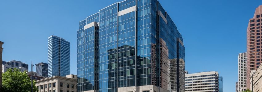 Modern commercial office building representing commercial real estate bridge loan financing