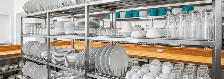 Commercial dishwasher in a professional restaurant kitchen
