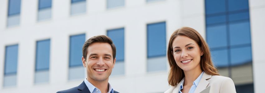 Business owner reviewing commercial mortgage qualification documents with a broker