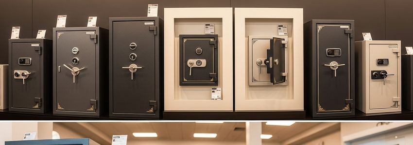 Commercial safes displayed in a business showroom for financing options