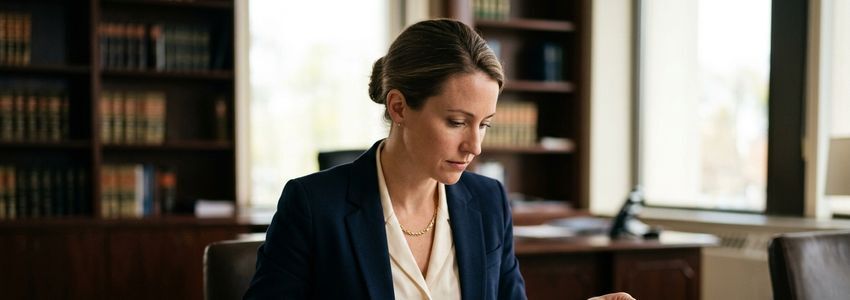Business professional reviewing acquisition financing documents at a conference table