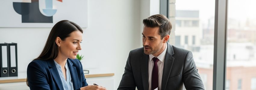 Small business owner meeting with a financial advisor to review a business loan in Concord, North Carolina