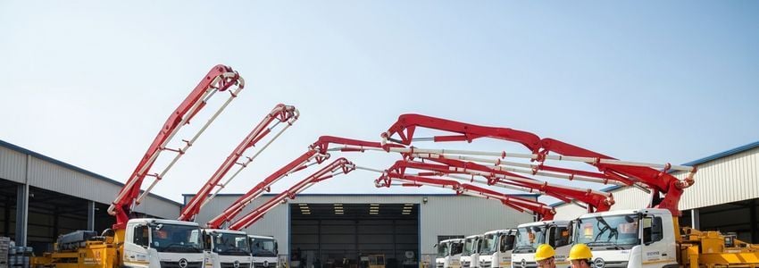 Concrete pumping fleet and business owner reviewing financing options