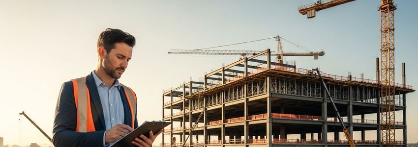 Construction management professional reviewing financing options for their company