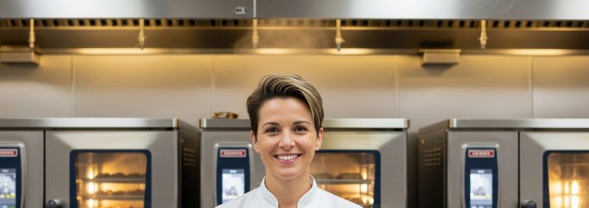 Restaurant owner reviewing commercial convection oven financing options with a business lending specialist