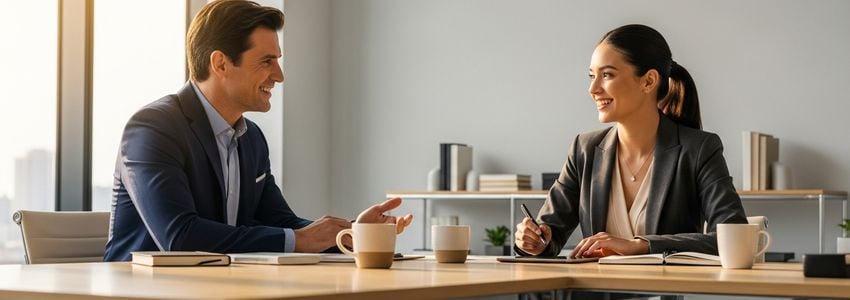 Small business owner reviewing financing options with a financial advisor in Coral Springs, Florida