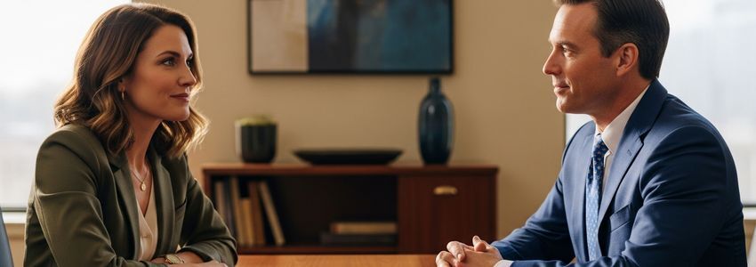 Small business owner reviewing cost of capital benchmarks with financial advisor