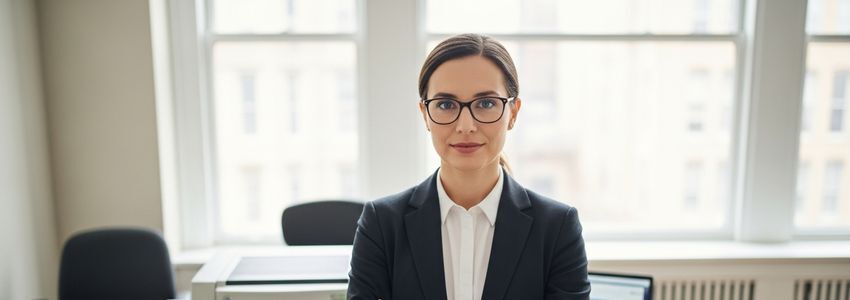 Court reporting business owner reviewing financing options at a professional office