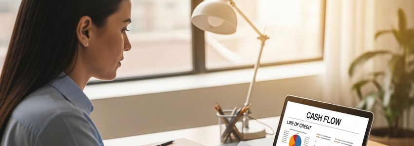 Business owner reviewing credit line options to protect cash flow during business interruptions