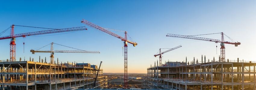 A commercial construction project mid-progress illustrating the need for flexible business line of credit financing to cover mid-project cost increases