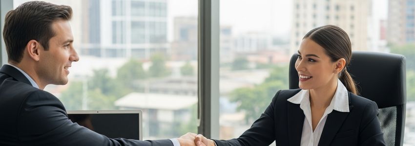 Business owner reviewing multi-site expansion loan agreement with financial advisor