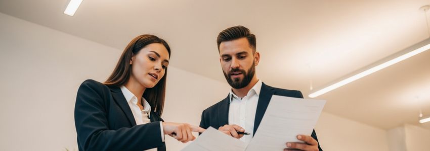 Business professionals reviewing Dave's Hot Chicken franchise financing documents