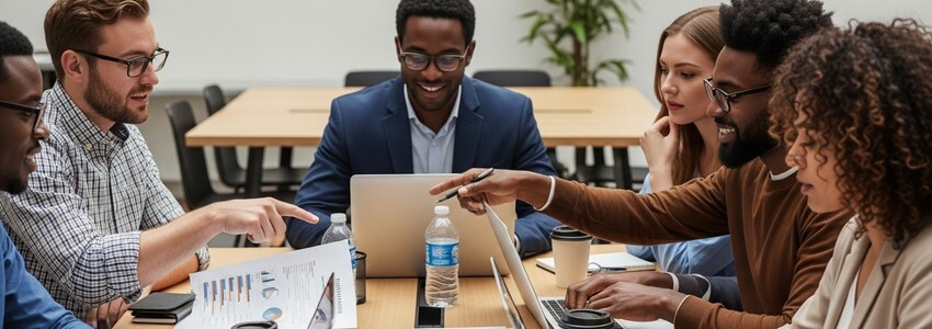 Washington DC entrepreneurs collaborating on business financing plans at a conference table