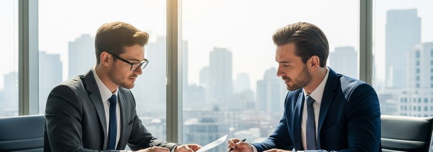 Business advisors reviewing debt capital financing options at a conference table