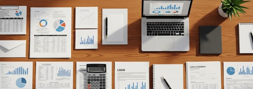 Business owner and advisor reviewing debt consolidation documents at a conference table