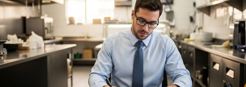 Deli business owner reviewing financing options