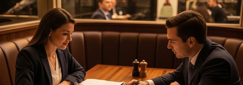 Denny's franchise financing meeting between business owner and financial advisor