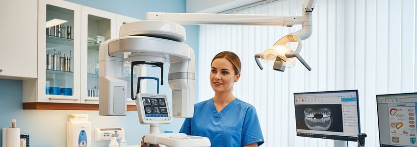 Dental X-ray equipment and digital imaging technology in a modern dental office