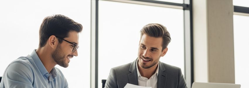 Business owner reviewing digital signage financing options with advisor