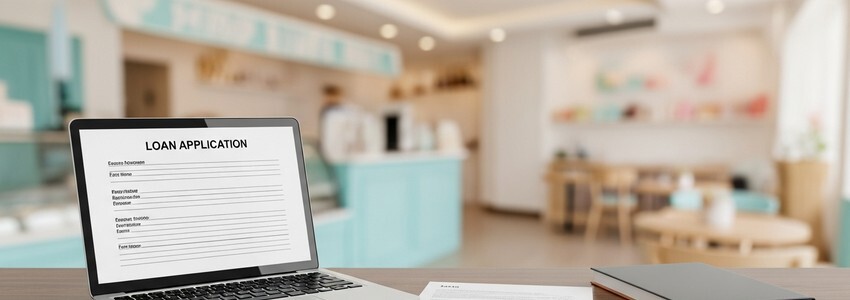 Business owner reviewing franchise loan documents for a Dippin' Dots location