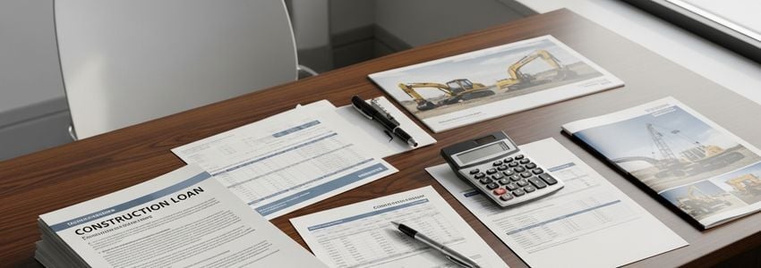 Business owner reviewing directional boring contractor financing paperwork in an office