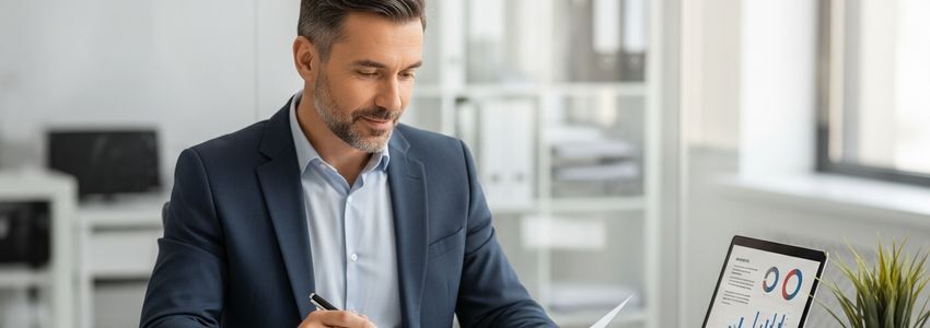 Drug screening company business owner reviewing financing options