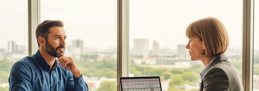 Duluth Minnesota small business owner reviewing financing options at a commercial office