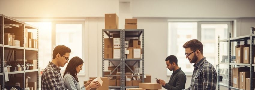 E-commerce business owner reviewing financing options at a modern workspace
