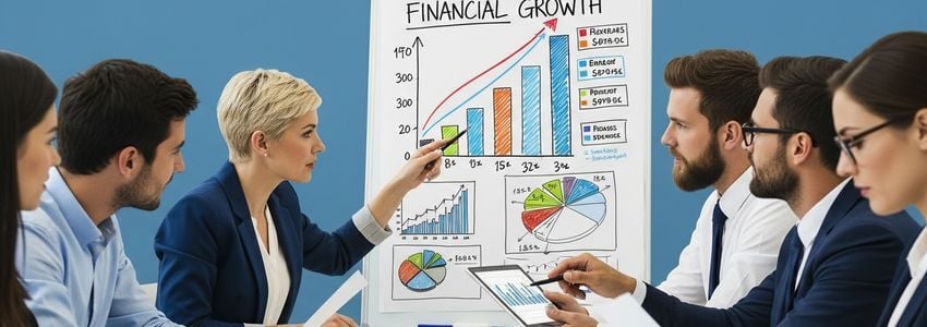 Small business team reviewing economic downturn financing strategies