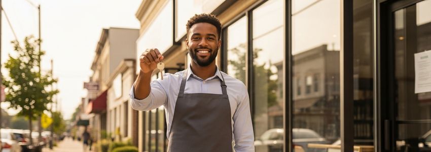 Small business owner reviewing loan options with financial advisor in Edison, New Jersey office