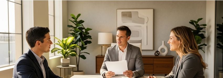 Small business owner reviewing financing options in Elk Grove California office