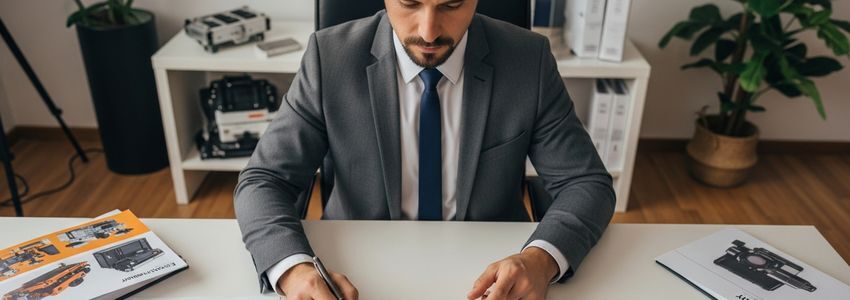 Business owner reviewing equipment financing options for specialized add-ons