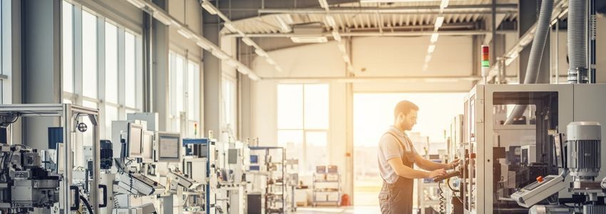 Business professional examining modern commercial equipment for service expansion financing