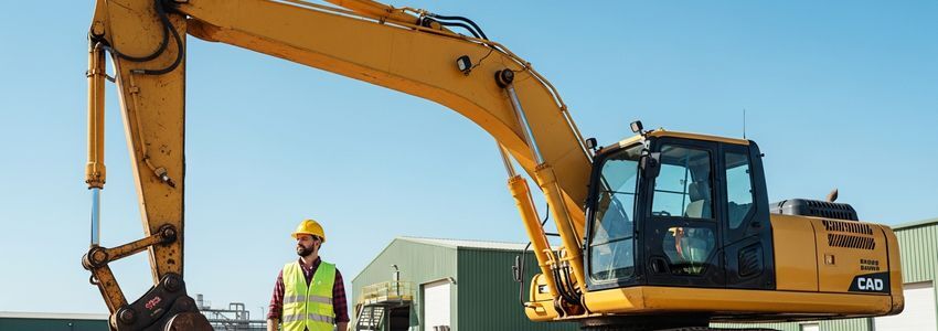 Small business owner inspecting heavy equipment at an industrial yard - equipment financing options for small businesses