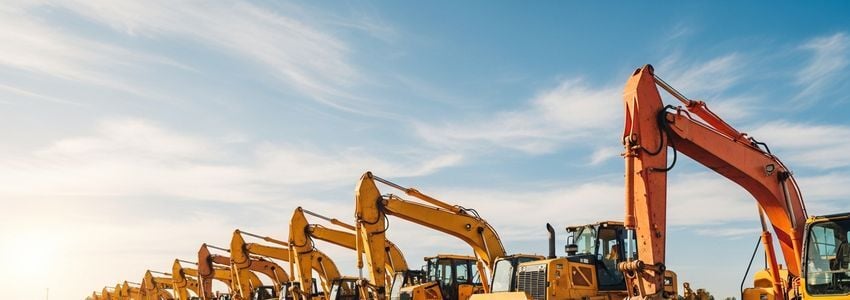 Heavy construction equipment lineup representing business equipment financing options