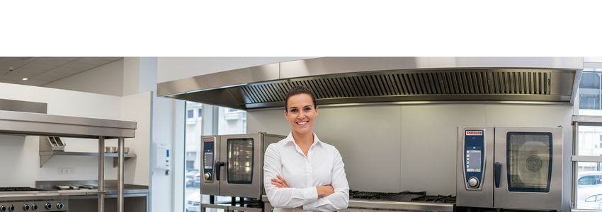 Small business owner reviewing equipment financing options at a desk with paperwork and laptop