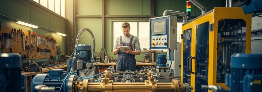 Business owner reviewing equipment financing options for in-house production