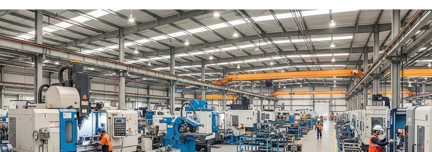 Manufacturing facility with commercial equipment eligible for equipment refinancing loans