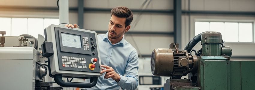 Business professional operating modern industrial machinery - equipment replacement financing in action